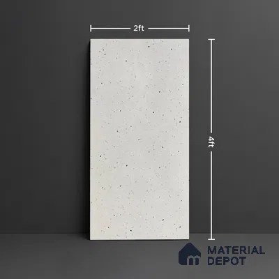 Terrazzo Floor & Wall Tile TL 10133 Bruno Flake Silver 4 ft x 2 ft Vitrified Matte Finish - 9 mm | Suitable for Living Room, Bedroom & Bathroom
