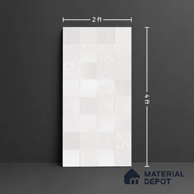 White Cement Floor & Wall Tile TL 08774  Royal Quadrato Blanco 4 ft x 2 ft Full Body Vitrified Matte Finish - 9 mm |  Suitable for Living Room, Bedroom, Bathroom