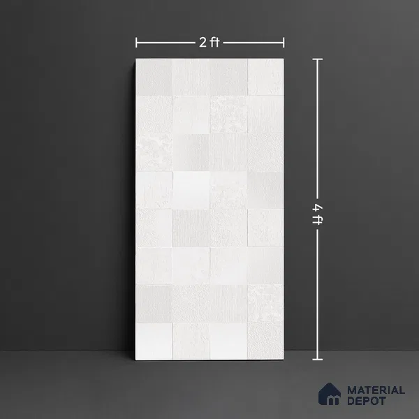 White Cement Floor & Wall Tile TL 08774 Royal Quadrato Blanco 4 ft x 2 ft Full Body Vitrified Matte Finish - 9 mm | Suitable for Living Room, Bedroom, Bathroom