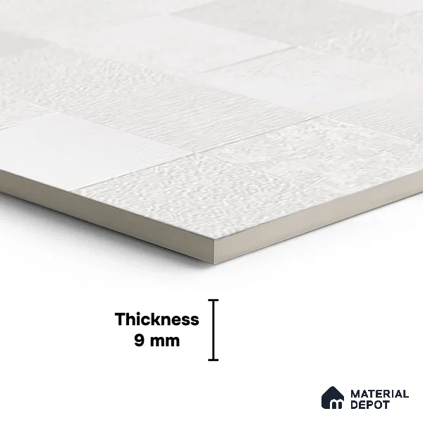 White Cement Floor & Wall Tile TL 08774 Royal Quadrato Blanco 4 ft x 2 ft Full Body Vitrified Matte Finish - 9 mm | Suitable for Living Room, Bedroom, Bathroom