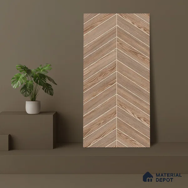 Brown Wood Floor & Wall Tile TL 07437  Royal Alder Wood Choco 4 ft x 2 ft Vitrified Matte Finish - 9 mm |  Suitable for Living Room, Bedroom, Bathroom (Sample)