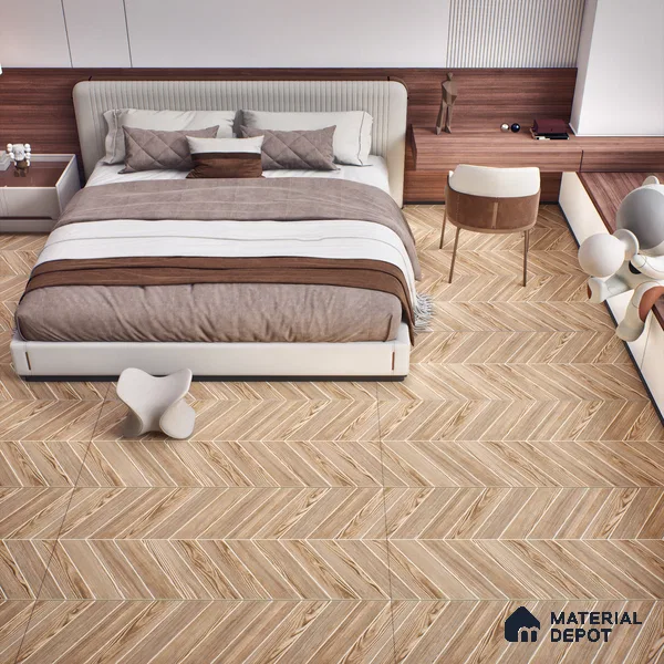 Brown Wood Floor & Wall Tile TL 07437  Royal Alder Wood Choco 4 ft x 2 ft Vitrified Matte Finish - 9 mm |  Suitable for Living Room, Bedroom, Bathroom (Sample)