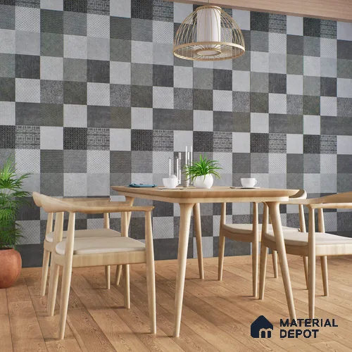 Highlighter Wall Tile TL 07486 B Mono Grey Decor 4 ft x 2 ft Carving Matte Finish Vitrified Tile - 9 mm | Suitable For Bathroom, Accent/Feature Wall, Balcony
