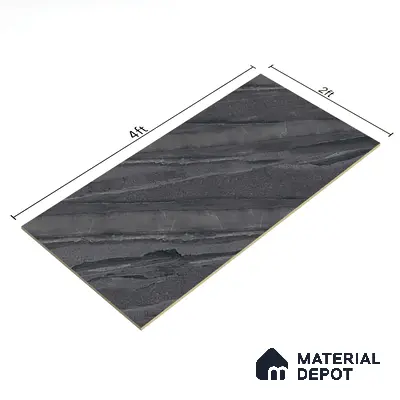 Marble Floor & Wall Tile TL 07646 C Sandstone Charcoal 4 ft x 2 ft Glue Matte Finish Vitrified Tile - 9 mm | Suitable for Living Room, Bedroom & Bathroom