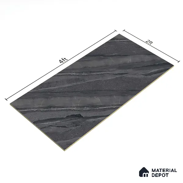 Marble Floor & Wall Tile TL 07646 C Sandstone Charcoal 4 ft x 2 ft Glue Matte Finish Vitrified Tile - 9 mm | Suitable for Living Room, Bedroom & Bathroom