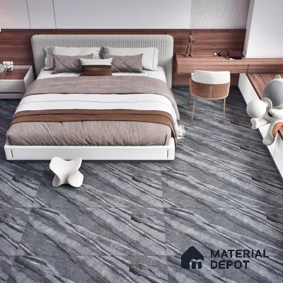 Marble Floor & Wall Tile TL 07646 C Sandstone Charcoal 4 ft x 2 ft Glue Matte Finish Vitrified Tile - 9 mm | Suitable for Living Room, Bedroom & Bathroom