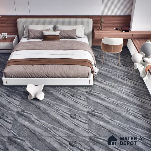 Marble Floor & Wall Tile TL 07646 C Sandstone Charcoal 4 ft x 2 ft Glue Matte Finish Vitrified Tile - 9 mm | Suitable for Living Room, Bedroom & Bathroom