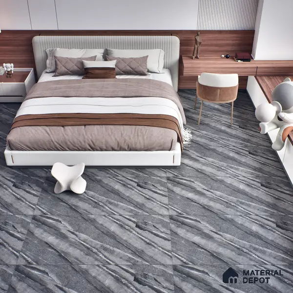 Marble Floor & Wall Tile TL 07646 C Sandstone Charcoal 4 ft x 2 ft Glue Matte Finish Vitrified Tile - 9 mm | Suitable for Living Room, Bedroom & Bathroom