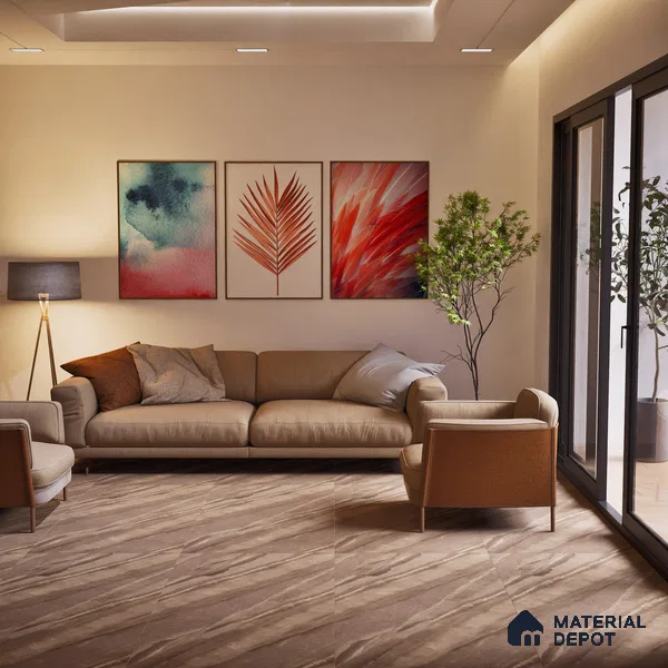 Marble Floor & Wall Tile TL 07646 Sandstone Mushroom 4 ft x 2 ft Glue Matte Finish Vitrified Tile - 9 mm | Suitable for Living Room, Bedroom & Bathroom