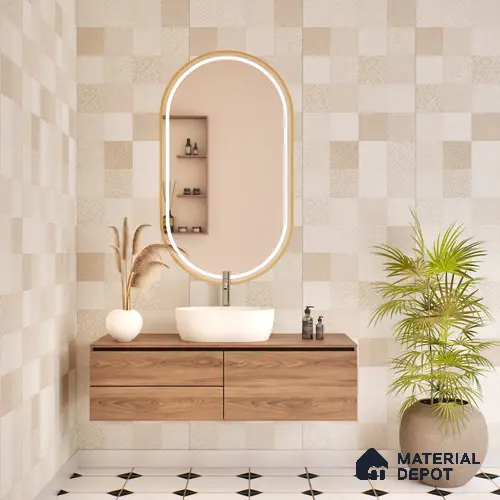 Moroccan Wall Tile TL 07491 Square Decor 4 ft x 2 ft Carving Matte Finish Vitrified Tile - 9 mm | Suitable for Living Room, Bedroom & Bathroom