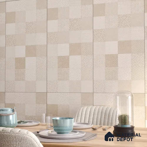 Moroccan Wall Tile TL 07491 Square Decor 4 ft x 2 ft Carving Matte Finish Vitrified Tile - 9 mm | Suitable for Living Room, Bedroom & Bathroom