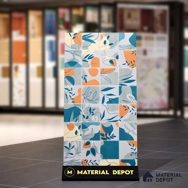 Tropical Wall Tile TL 07488 B Flower Decor Aqua 4 ft x 2 ft Carving Matte Finish Vitrified Tile - 9 mm | Suitable for Living Room, Bedroom & Bathroom (Sample)
