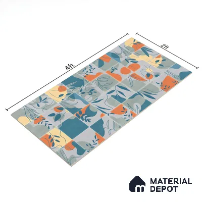 Tropical Wall Tile TL 07488 B Flower Decor Aqua 4 ft x 2 ft Carving Matte Finish Vitrified Tile - 9 mm | Suitable for Living Room, Bedroom & Bathroom (Sample)