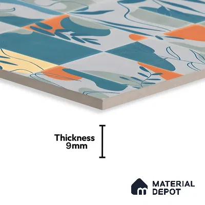 Tropical Wall Tile TL 07488 B Flower Decor Aqua 4 ft x 2 ft Carving Matte Finish Vitrified Tile - 9 mm | Suitable for Living Room, Bedroom & Bathroom (Sample)