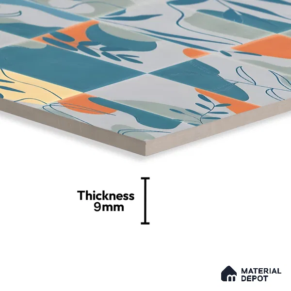 Tropical Wall Tile TL 07488 B Flower Decor Aqua 4 ft x 2 ft Carving Matte Finish Vitrified Tile - 9 mm | Suitable for Living Room, Bedroom & Bathroom (Sample)