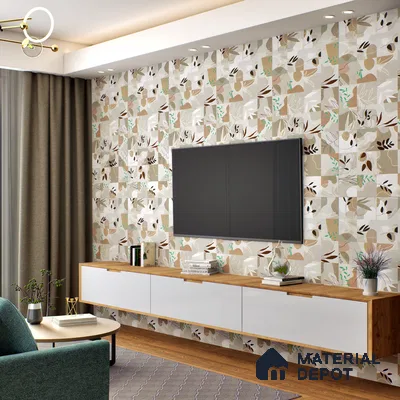 Tropical Wall Tile TL 07488 Flower Decor Brown 4 ft x 2 ft Matte Finish Vitrified Tile - 9 mm | Suitable for Living Room, Bedroom & Bathroom (Sample)