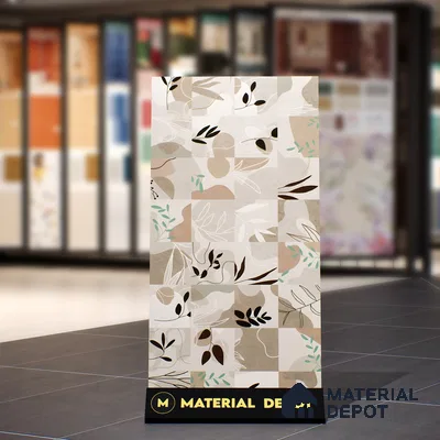 Tropical Wall Tile TL 07488 Flower Decor Brown 4 ft x 2 ft Matte Finish Vitrified Tile - 9 mm | Suitable for Living Room, Bedroom & Bathroom (Sample)