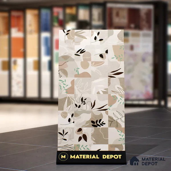 Tropical Wall Tile TL 07488 Flower Decor Brown 4 ft x 2 ft Matte Finish Vitrified Tile - 9 mm | Suitable for Living Room, Bedroom & Bathroom (Sample)