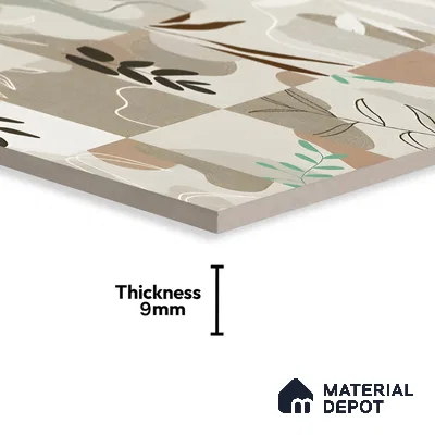 Tropical Wall Tile TL 07488 Flower Decor Brown 4 ft x 2 ft Matte Finish Vitrified Tile - 9 mm | Suitable for Living Room, Bedroom & Bathroom (Sample)