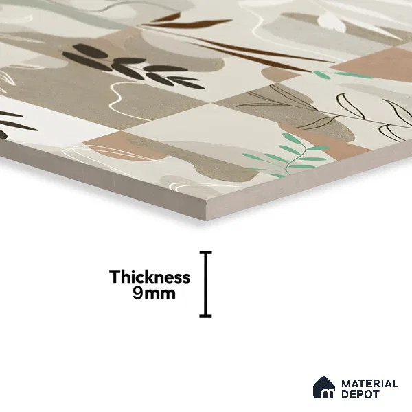 Tropical Wall Tile TL 07488 Flower Decor Brown 4 ft x 2 ft Matte Finish Vitrified Tile - 9 mm | Suitable for Living Room, Bedroom & Bathroom (Sample)