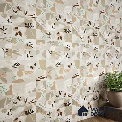 Tropical Wall Tile TL 07488 Flower Decor Brown 4 ft x 2 ft Matte Finish Vitrified Tile - 9 mm | Suitable for Living Room, Bedroom & Bathroom (Sample)