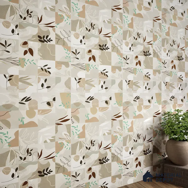 Tropical Wall Tile TL 07488 Flower Decor Brown 4 ft x 2 ft Matte Finish Vitrified Tile - 9 mm | Suitable for Living Room, Bedroom & Bathroom (Sample)