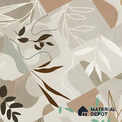 Tropical Wall Tile TL 07488 Flower Decor Brown 4 ft x 2 ft Matte Finish Vitrified Tile - 9 mm | Suitable for Living Room, Bedroom & Bathroom (Sample)