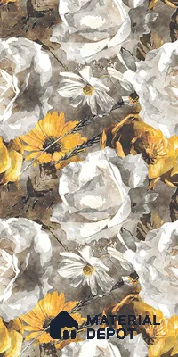 Floral Wall Tile TL 08772  Royal Gold Flower 4 ft x 2 ft Vitrified Carving Matte Finish - 9 mm | Suitable for Bathroom, Accent/Feature Wall, Foyer
