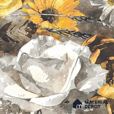 Floral Wall Tile TL 08772  Royal Gold Flower 4 ft x 2 ft Vitrified Carving Matte Finish - 9 mm | Suitable for Bathroom, Accent/Feature Wall, Foyer