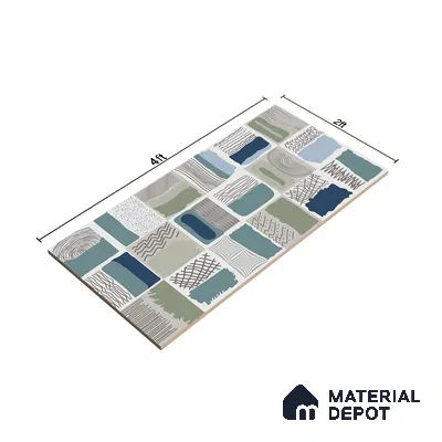 Highlighter Wall Tile TL 07489 B Decor Art Aqua 4 ft x 2 ft Carving Matte Finish Vitrified Tile - 9 mm | Suitable For Bathroom, Accent/Feature Wall, Dining Area