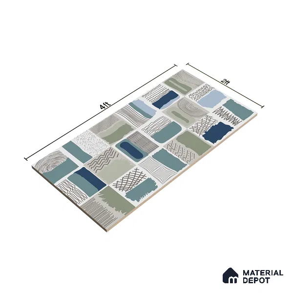 Highlighter Wall Tile TL 07489 B Decor Art Aqua 4 ft x 2 ft Carving Matte Finish Vitrified Tile - 9 mm | Suitable For Bathroom, Accent/Feature Wall, Dining Area