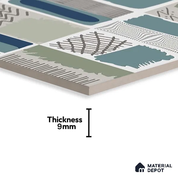 Highlighter Wall Tile TL 07489 B Decor Art Aqua 4 ft x 2 ft Carving Matte Finish Vitrified Tile - 9 mm | Suitable For Bathroom, Accent/Feature Wall, Dining Area