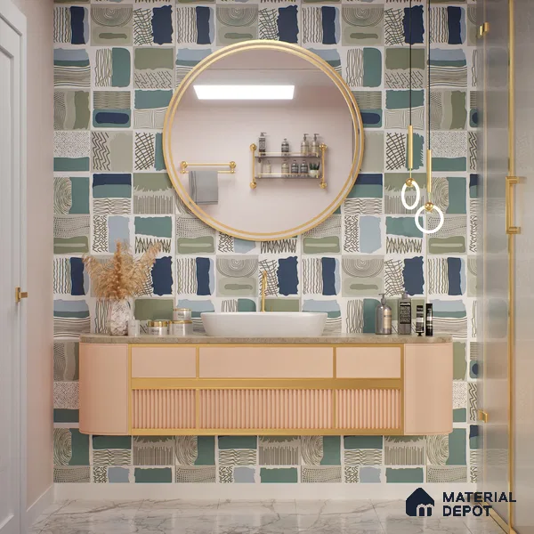 Highlighter Wall Tile TL 07489 B Decor Art Aqua 4 ft x 2 ft Carving Matte Finish Vitrified Tile - 9 mm | Suitable For Bathroom, Accent/Feature Wall, Dining Area