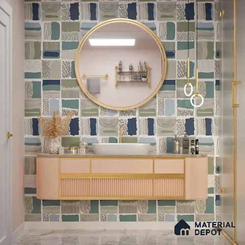 Highlighter Wall Tile TL 07489 B Decor Art Aqua 4 ft x 2 ft Carving Matte Finish Vitrified Tile - 9 mm | Suitable for Living Room, Bedroom & Bathroom