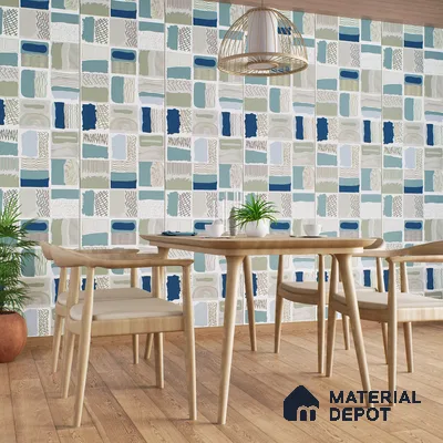 Highlighter Wall Tile TL 07489 B Decor Art Aqua 4 ft x 2 ft Carving Matte Finish Vitrified Tile - 9 mm | Suitable For Bathroom, Accent/Feature Wall, Dining Area