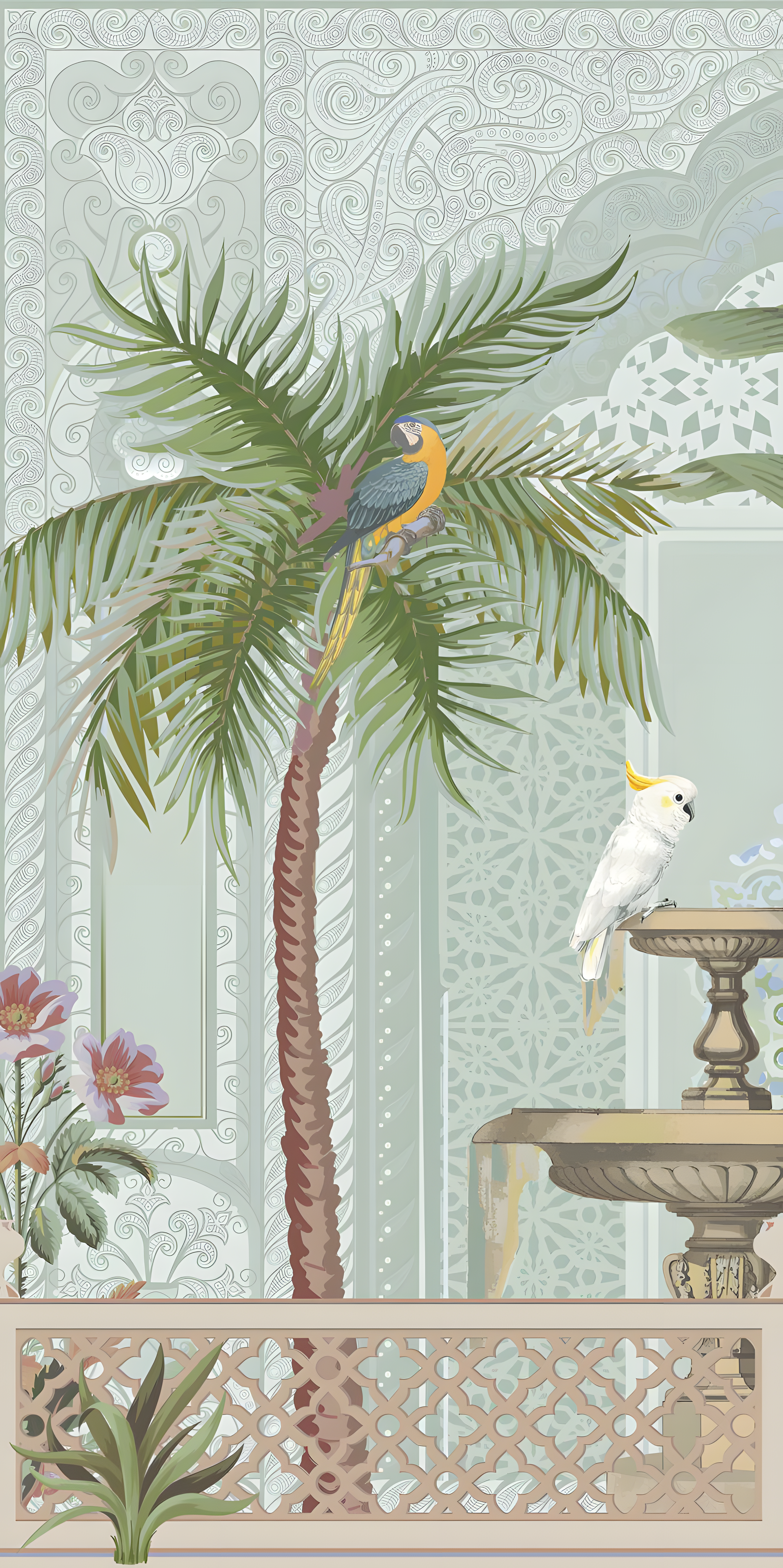 Tropical Wall Tile TL 07497 Prestige Royal Haveli Haven 4 ft x 2 ft Designer Tiles Vitrified Matte Finish - 9 mm | 1 Box Contain A & B Faces | Suitable for Bathroom, Accent/Feature Wall, Dining Area