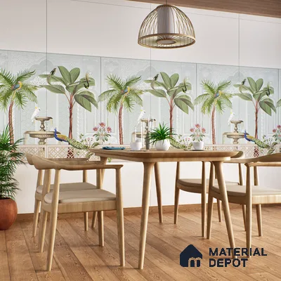 Tropical Wall Tile TL 07497 Prestige Royal Haveli Haven 4 ft x 2 ft Designer Tiles Vitrified Matte Finish - 9 mm | 1 Box Contain A & B Faces | Suitable for Bathroom, Accent/Feature Wall, Dining Area