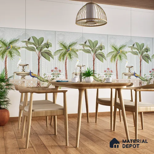 Tropical Wall Tile TL 07497 Prestige Royal Haveli Haven 4 ft x 2 ft Designer Tiles Vitrified Matte Finish - 9 mm | 1 Box Contain A & B Faces | Suitable for Bathroom, Accent/Feature Wall, Dining Area