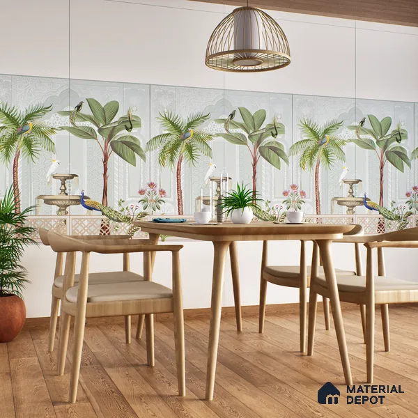 Tropical Wall Tile TL 07497 Prestige Royal Haveli Haven 4 ft x 2 ft Designer Tiles Vitrified Matte Finish - 9 mm | 1 Box Contain A & B Faces | Suitable for Bathroom, Accent/Feature Wall, Dining Area