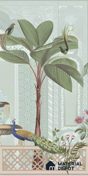Tropical Wall Tile TL 07497 Prestige Royal Haveli Haven 4 ft x 2 ft Designer Tiles Vitrified Matte Finish - 9 mm | 1 Box Contain A & B Faces | Suitable for Bathroom, Accent/Feature Wall, Dining Area
