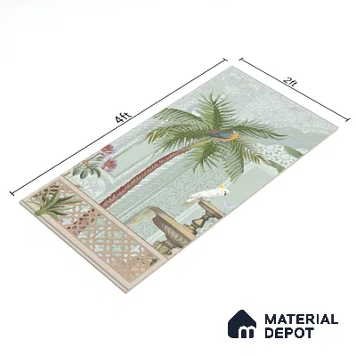 Tropical Wall Tile TL 07497 Prestige Royal Haveli Haven 4 ft x 2 ft Designer Tiles Vitrified Matte Finish - 9 mm | 1 Box Contain A & B Faces | Suitable for Bathroom, Accent/Feature Wall, Dining Area
