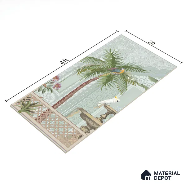 Tropical Wall Tile TL 07497 Prestige Royal Haveli Haven 4 ft x 2 ft Designer Tiles Vitrified Matte Finish - 9 mm | 1 Box Contain A & B Faces | Suitable for Bathroom, Accent/Feature Wall, Dining Area