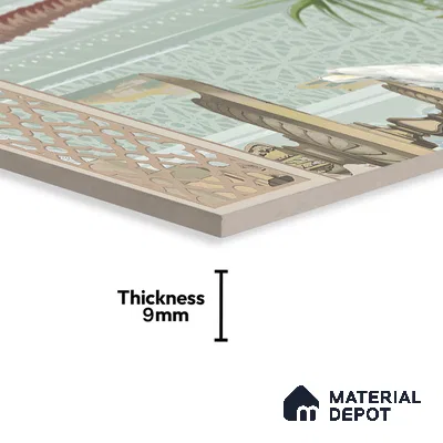 Tropical Wall Tile TL 07497 Prestige Royal Haveli Haven 4 ft x 2 ft Designer Tiles Vitrified Matte Finish - 9 mm | 1 Box Contain A & B Faces | Suitable for Bathroom, Accent/Feature Wall, Dining Area