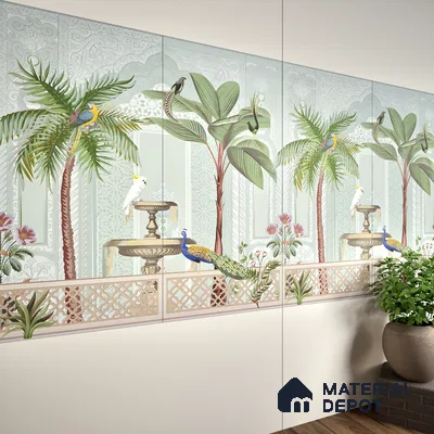 Tropical Wall Tile TL 07497 Prestige Royal Haveli Haven 4 ft x 2 ft Designer Tiles Vitrified Matte Finish - 9 mm | 1 Box Contain A & B Faces | Suitable for Bathroom, Accent/Feature Wall, Dining Area