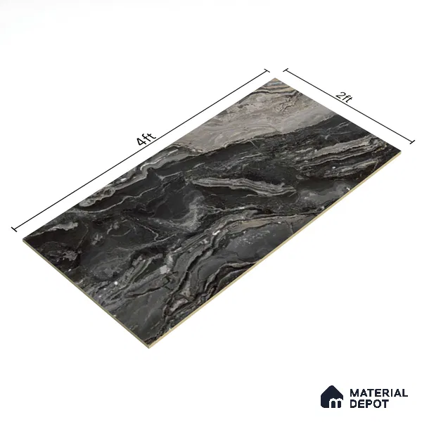 Marble Floor & Wall Tile TL 07692 Frappuchino Natural 4 ft x 2 ft High Gloss Finish Vitrified Tile - 9 mm | Suitable for Living Room, Bedroom & Bathroom