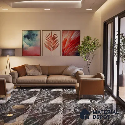 Marble Floor & Wall Tile TL 07692 Frappuchino Natural 4 ft x 2 ft High Gloss Finish Vitrified Tile - 9 mm | Suitable for Living Room, Bedroom & Bathroom