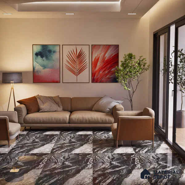 Marble Floor & Wall Tile TL 07692 Frappuchino Natural 4 ft x 2 ft High Gloss Finish Vitrified Tile - 9 mm | Suitable for Living Room, Bedroom & Bathroom