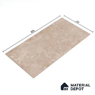 Brown Marble Floor & Wall Tile TL 07462 B Gravier Royal Perlac Brown 4 ft x 2 ft Vitrified High Gloss Finish - 9 mm | Random 4 | Suitable for Living Room, Bedroom, Bathroom