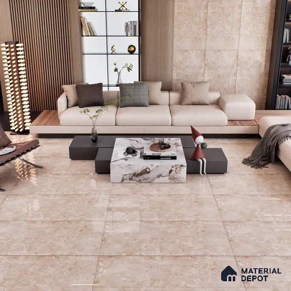 Brown Marble Floor & Wall Tile TL 07462 B Gravier Royal Perlac Brown 4 ft x 2 ft Vitrified High Gloss Finish - 9 mm | Random 4 | Suitable for Living Room, Bedroom, Bathroom