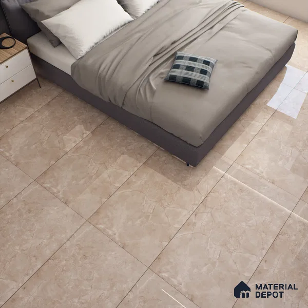 Brown Marble Floor & Wall Tile TL 07462 B Gravier Royal Perlac Brown 4 ft x 2 ft Vitrified High Gloss Finish - 9 mm | Random 4 | Suitable for Living Room, Bedroom, Bathroom